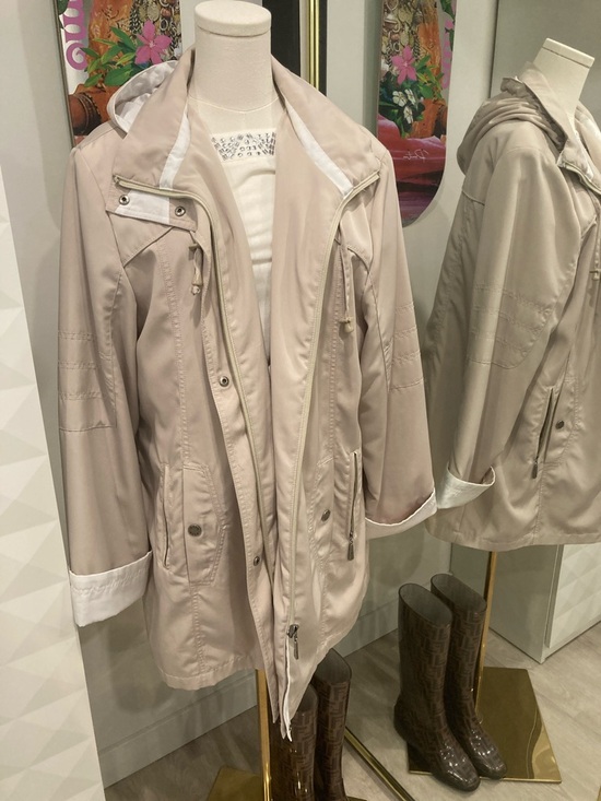 Alia Jackets & Blazers - Alia Light Beige Hooded Utility Jacket